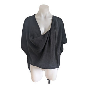 David & Young Womens One Size Poncho Sweater Black Knitted Draped